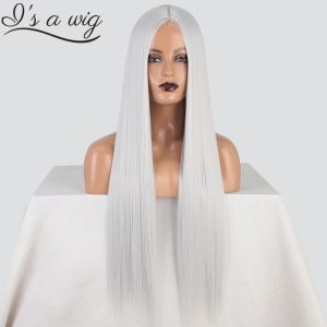 Wigs I's a wig Long Straight Grey Wig Synthetic Wigs for Women Blonde Black Orange Color Middle Part Cosplay Wig Heat Resistant Fiber