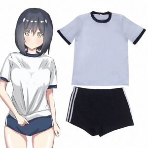 Estudante japonês Ginásio Terno Shorts de Manga Curta Uniforme Escolar Sexy Seifuku Cos Sportwear Voleibol JK Uniforme T Shirt Bloomers j47Y #