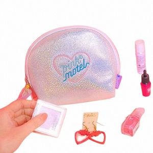 Mo Emboridery Shinning Custodie per cosmetici Borse per trucco portatili per ragazze Custodia da viaggio Kawaii W Box Shell Lady Handbag Cosmetic m3z3 #