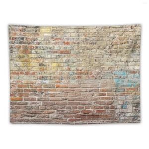 Tapestries Texture Brick Wall Red Bricks With Old Paint Graffiti Vintage Very Eroded And Grunge Style Urban Pattern Tapestry