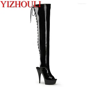 Tanzschuhe Frühling/Herbst Sexy Nachtclub Schnürstiefel Damen Party Bühnenauftritt 15 cm Stilettoabsatz für tanzende Modelle