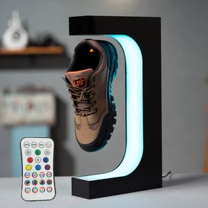 LED Floating Shoe Rack 360 Degree Auto Rotate Display Stand Shoes Shop Sample Showcase Shoes Rack Sneaker Storage 240323