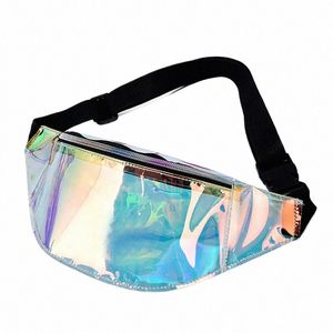 holografisk genomskinlig Fanny Pack Laser hologram midjepåse Banana väskor Kvinnor Beltpåse Hip Bum Travel Phe Holder för kvinnlig T3HC#