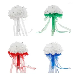 Decorative Flowers Q6PE Long Lasting Bridal Flower Bouquet Artificial Wedding Bridesmaids Create Charm Atmospheres