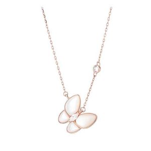 Designer Brand High Version Gloden Van Butterfly Halsband Kvinnlig vit Fritillaria Pendant 18K Rose Gold Lock Bone Chain bleknar inte med logotyp