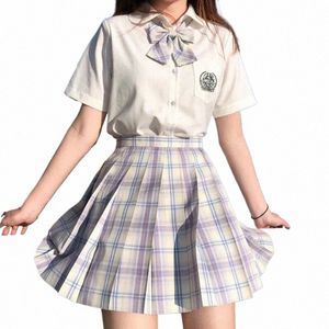 JK School Uniforms 2021 Summer High midje kjolar Koreansk stil veckade kjolar för flickor söta söta damer pläd minikjol kostymer o1iz#