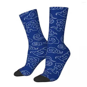 Erkek çoraplar bulut desen mavi arka plan Çin oryantal erkek erkek kadın yaz çorapları polyester