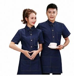 hotel Waiter Overalls Short Sleeve Restaurant Waiter Uniform Cafe Waitr Uniform Cooffee Shop Worker Overalls Chef Jacket Z5Eo#