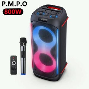 Alto-falantes 800W Peak Power Dual 6,5 polegadas Outdoor Boombox Home Theater Party Sistema de alto-falantes Bluetooth Karaokê Subwoofer com microfone remoto FM