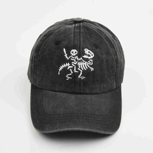 Boll Caps Skeleton Knight och Dragon broderi Bomull Baseball för män Hattar Vintag Hip Hop Dad Hat Trucker H240330