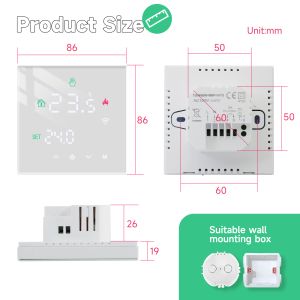 Beok Wifi Thermostat Electric Floor Heating Programmable Tuya Temperature Controller for Gas Boiler Works with Alexa,Google Home