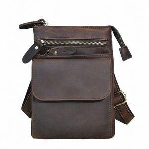 Top Quality Original Couro Mens Multifuncti Vintage Casual Menger Ombro Mochila Design Belt Cintura Pack Bag 6553 r3PD #