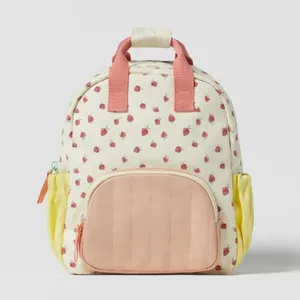 Backpack Children's Cotton Canvas Dopamine Strawberry Cute Kid Kindergarten School Bag Children Back To Gift