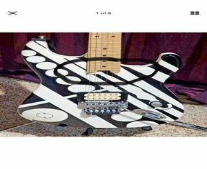 1978 Eddie Van Halen Unchains CIRCLES Guitar See Ya Later Bye Black White Crop Ironic Electric Guitars Floyd Rose Bridge Coli T6348962