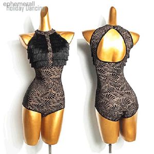 Kentsel Seksi Elbiseler Kadın Latin Bodysuit Tassel Çıplak Arka Kadınlar Yetişkin Kostüm Latin Dans Elbisesi Balo Salonu Performans TL915 YQ240330