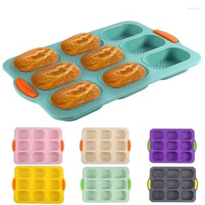 Baking Moulds 9-Compartment Non-deformable Silicone Mould Oval Baguette Cake Mold Bread Pan Non-stick Kitchen Accessories