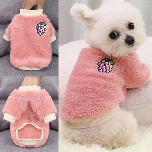 犬アパレルペットの服猫ジャケット秋の冬の温かいスウェットシャツフルーツプリントソフトコートキャンディーカラー衣料品用品