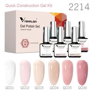 6PCS Venalisa Construction Gel Kit Jelly Color自然ネイルワルニッシュラバーベースカラーシリーズヌードコレクション240321