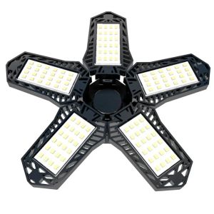 With 5 Adjustable Panels Led Garage Lights Home Fan Blade Bulb Durable Ceiling Shop Work Lamp Deformable 5000 Lumen Bulb E26/e27