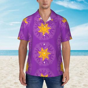 Men's Casual Shirts Golden Sun Beach Shirt Men Pink Swirls Summer Short-Sleeve Pattern Loose Oversize Blouses Gift