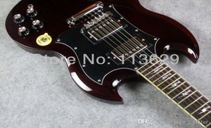 トップカスタムサンダーストラックAC DC Angus Young Signature SG Aged Cherry Wine Red Mahogany Body Electric Guitar Lightning Bolt Inl8289060