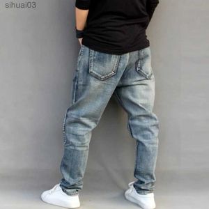 Herren Jeans berühmte Herrenmarke Herren -Strickjänen mit locker fit Vintage Distressed Harem Jeans Herren sich verjüngt Denimhose Stifte Jeansl2403