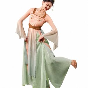 Classical Dance Body Rhyme Gaza Dr Kobiet Practice Suit Han Tang Starożytna wydajność kombinezonu kostiumów dla kobiet 58TW#