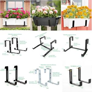 1 Pair Hanging Flower Planter Hooks Plant Pot Box Holders Adjustable Hanger For basket Balcony Yard Garden Wall Decor 240318