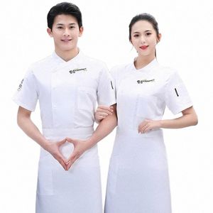 chinese Style Chef Overalls Men's Short Sleeve Summer Breathable Chain Restaurant Hotel Kitchen Dining Baker Clothing 70SA#