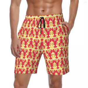 Mäns shorts Summer Board Men Red Lobsters Surfing Animal Print Custom Diy Beach Short Pants Fashion Quick Dry Trunks Plus Size