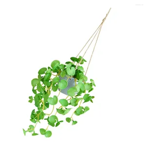 Decorative Flowers Artificial Hanging Small Potted Plants Wall Mounted Vine Indoor ( Green )