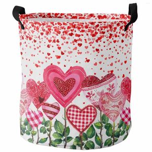 Laundry Bags Valentine'S Day Love Pendant Flower Foldable Basket Kid Toy Storage Waterproof Room Dirty Clothing Organizer