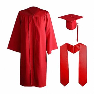 Zestaw sukni licencjackiej Zestaw Gown Gown -Cap dla Unisex School Uniform Cosplay Bachelor Costume College University Ceremy U5E0#