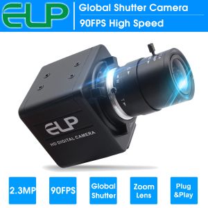 ELP 2MP Hochgeschwindigkeit 90fps Global Shutter Mini UVC USB2.0 Webkamera AR0234 mit manuellem Zoom 5-50 mm/2,8-12 mm Varifokalfokusobjektiv