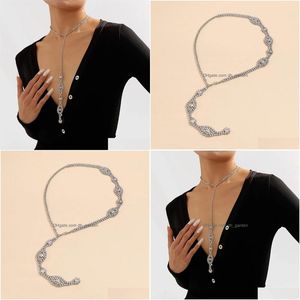 Chokers Choker Fashion Simple Barock Crystal Tassel Chain Long Necklace For Women Luxurious Wedding Bride Jewelry Drop Deli Dhgarden Dhpad