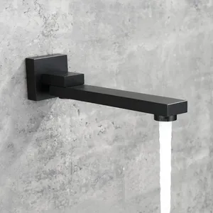 Badrum diskbänk kranar matt svart badkar pip väggmonterad duschblandare vatten uttag 1/2 npt tråd kvadrat 180 ° svängbar vikning