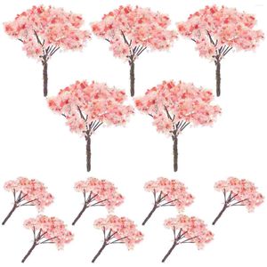 装飾的な花12 PCSアーキテクチャツリーモデルモデル人工花のセンターピース桜の花プラスチック木シミュレートされたABSミニ