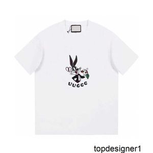 Designer The correct version of the verified summer cartoon rabbit pattern short-sleeved T-shirt for men and women IUNJ