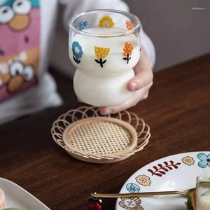 Vassoi di tè in bambù tessitura di rattan teapot teapot placemat dessert tappetino tazza tazza per casa cucina soggiorno