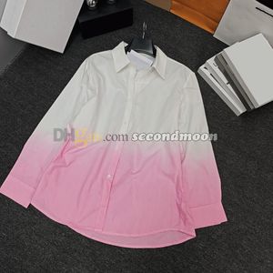 Camiseta feminina com cor gradiente, blusas brilhantes, primavera verão, camisetas de manga comprida, camisetas respiráveis