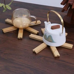 Bordmattor Kök Potolder Natural Wood Durable Woodisolation Pad For Easy Home Decoration Tea Long Lasting