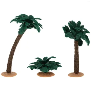 Dekorativa blommor 3 datorer Coconut Tree Model Palm Toy Flower Pot Decor Toys Miniature Plastic Micro Landscape