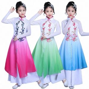 Barnens kinesiska stil Klassiska Elegant Dance S Girls Paraply Dance Fan Dance Show Girls Natial Wind Hanfu L9ID#