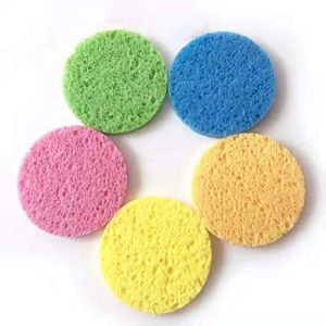 100Pcs Natural Wood Pulp Sponge Round Compressed Soft Wash Puff Face Care Cellulose Washing Cleansing Make Up Sponge 240319