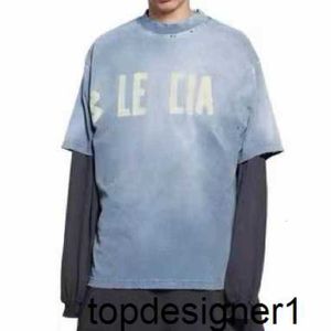 Designer högkvalitativ sommarfront och bakre engelska B Familj Lös och bekväm ren bomull Kort ärm T-shirt för par koreansk version Fashionabla topp Kaou