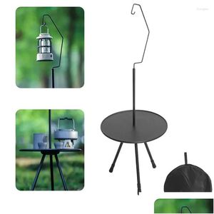 Camp Furniture Portable Cam Table Round With Light Holder Mini Aluminum Alloy Outdoor Coffee Tea Side Tables Drop Delivery Sports Outd Dh5Va