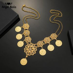Necklaces Arab Coin Big Necklace for Women Muslim Islam Middle East Wealth Symbol Wedding Long Necklaces Africa Turkish Persia Jewelry