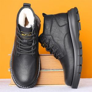 Boots 2021 Man's Genuine Leather Boots Winter Snow Shoes Wool Inner Anti Slip Father Ankle Boots Waterproof Man Snow Boots