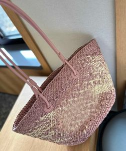 L Straw Tote Shopping Bag Large Capacity Beach Handbag Bright Red Fashion Single Messengers Purses 240330