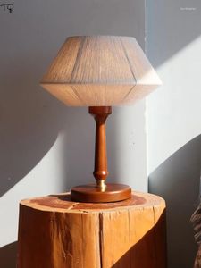 Lampy stołowe japońskie wbi-sabi retro lite drewniane lampa sypialnia sypialnia sztuka sztuka dekoracyjne światła biurka